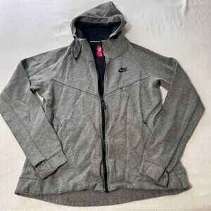 NIKE Tech Womens Jacket‎ Large Gray Full Zip Hoodie Heather Grey READ